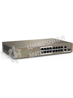 Коммутатор неуправляемый IP-COM F1118P-16-150W PoE, 18 портов, 18х100 Мбит/с, 2x1 Гбит/с, PoE 16х30 Вт (до 130Вт)