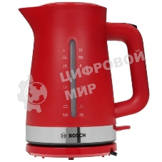 Электрочайник Bosch TWK4M224 красный, 1.7 л, 2200 Вт, скрытый нагревательный элемент