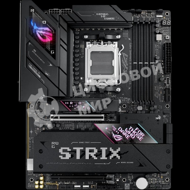 Материнская плата ASUS ROG STRIX B850-E GAMING WIFI, AM5, AMD B850, 4xDDR5, 4xSATA, 5xM.2, 1xPCI-E 5.0 x16, 1xPCI-E 4.0 x16, 1xRealtek 5Gb Ethernet, 1xUSB-C 4, 1xUSB-C 20Gbps, 6xUSB-A 10Gbps, 4xUSB-A 2.0, 3x3.5 мм, 7.1, ATX