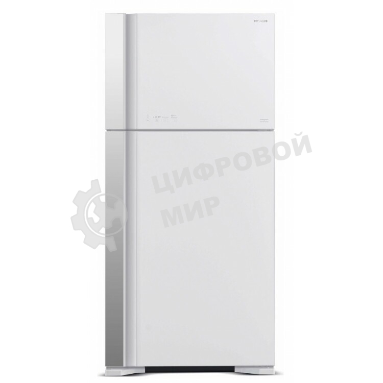 Холодильник Hitachi R-VG660PUC7-1 GPW белый стекло двухкамерный инвертер 405/145л морозилка сверху No Frost