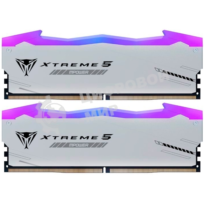 Оперативная память Patriot Viper Xtreme 5, DDR5, 32Gb (2x16GB), 6000MHz, CL30, DIMM, с радиаторами, RGb, серебристый