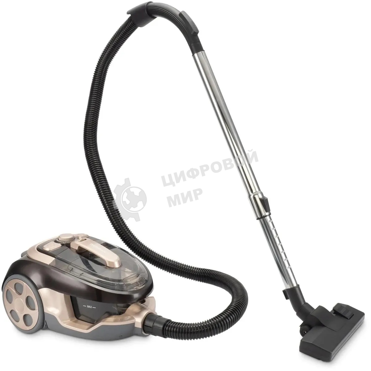 Пылесос Hyundai HYV-C3550 золотистый/темно-коричневый, 380/2220 Вт, уборка сухая, пылесборник контейнер 2,5 л