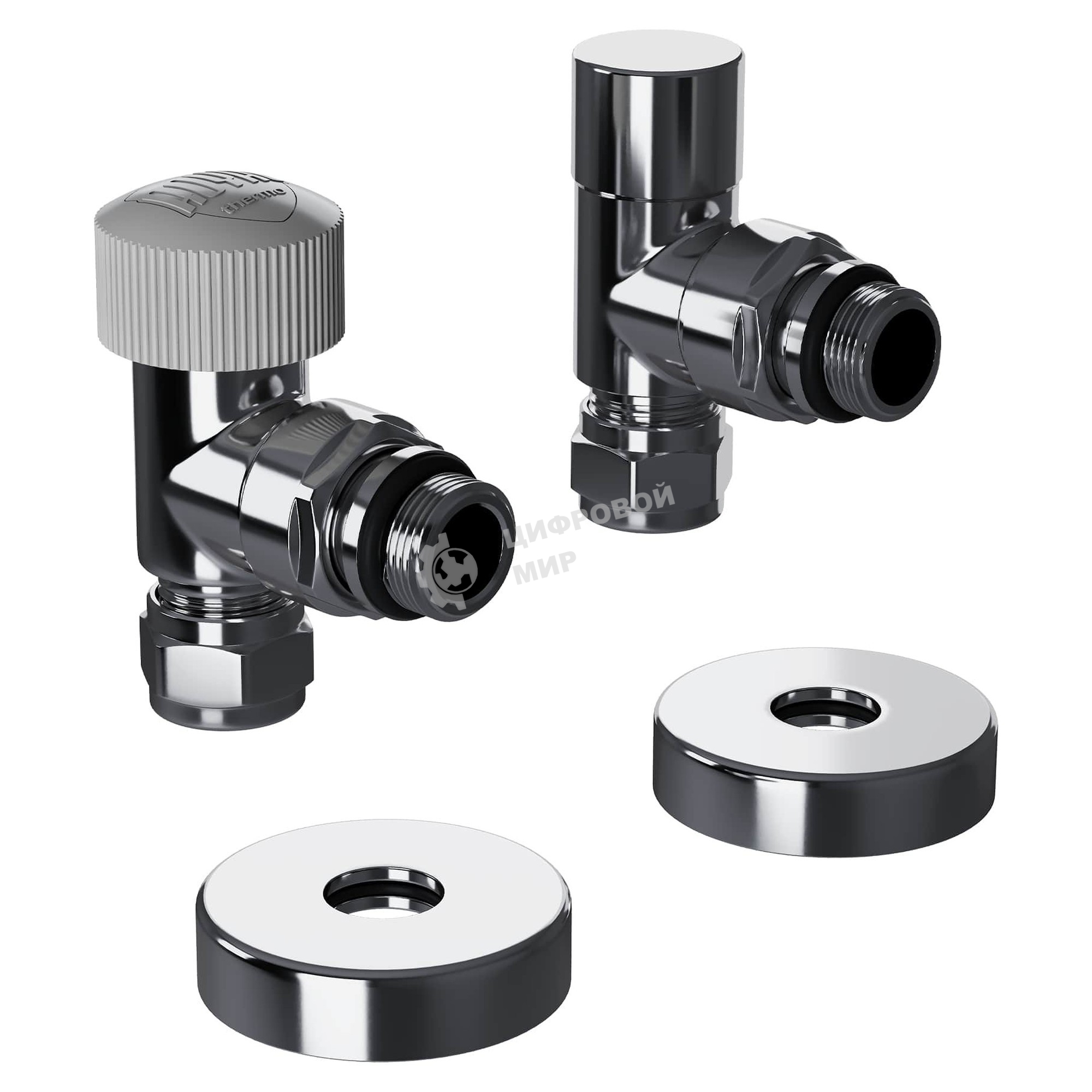 Набор термостатический угловой Royal Thermo Design Pro 15мм М30х1,5 (Хром)