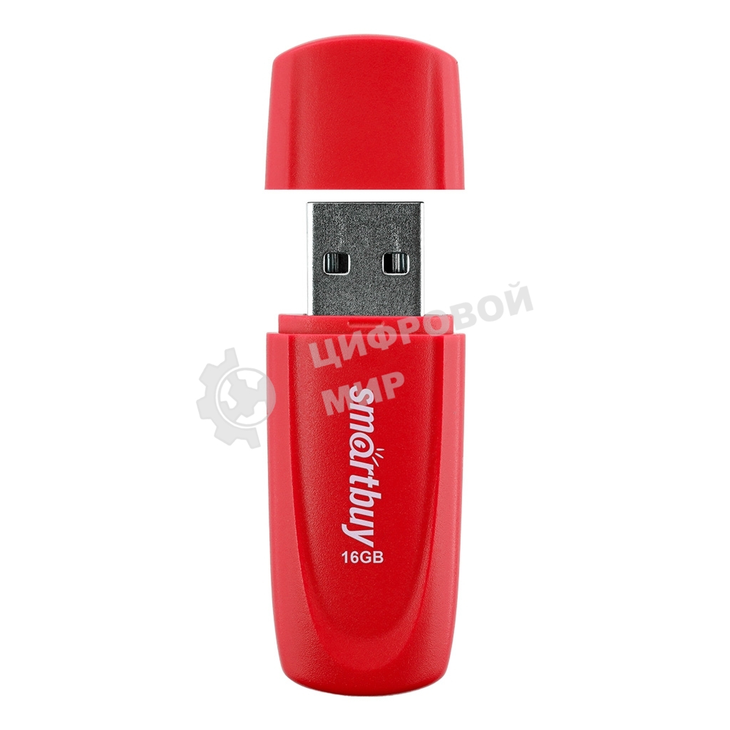 Флешка USB Smartbuy Scout Red (SB016Gb2SCR), 16Gb, USB 2.0, R/W 15/8, красный