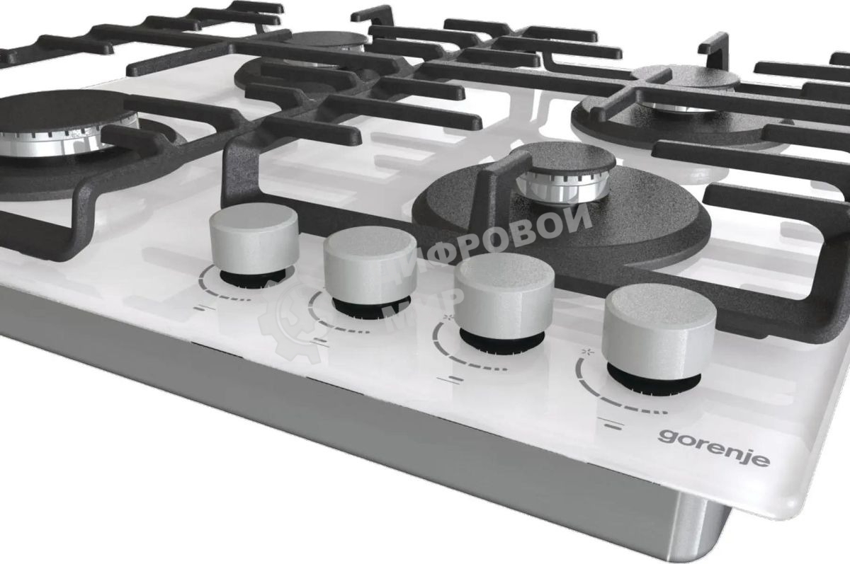 Газовая варочная панель Gorenje GT642AXW, 4 конфорки, закаленное стекло, белый