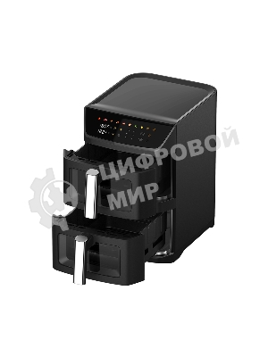 Аэрогриль BQ AF1211S черный, 2800 Вт, 12 л (6 л + 6 л), сенсор, 10 программ