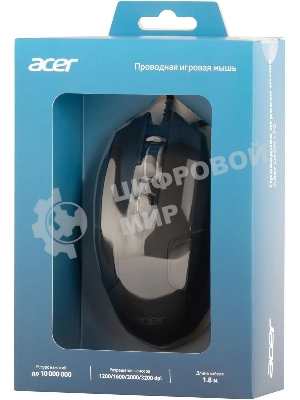 Мышь проводная Acer OMW170 черный, 3200 dpi, USB, кнопки - 6