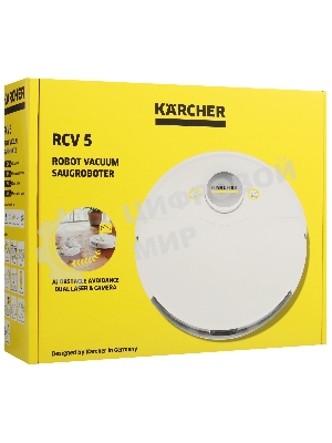 Робот-пылесос Karcher RCV 5 белый 5200 мAч Li-Ion, уборка сухая/влажная, пылесборник контейнер 0.33 л