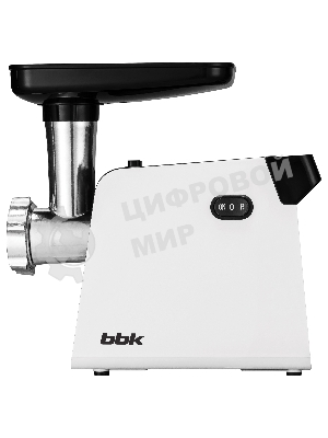 Мясорубка электрическая BBK MG2007 черный/белый, 2000 Вт, 2 кг/мин, реверс, защита от перегрузки, насадки - 4