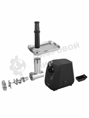 Мясорубка электрическая Endever Sigma-116 черный, 2600 Вт, 2.0 кг/мин, реверс, защита от перегрузки, металлический лоток, насадки - 5