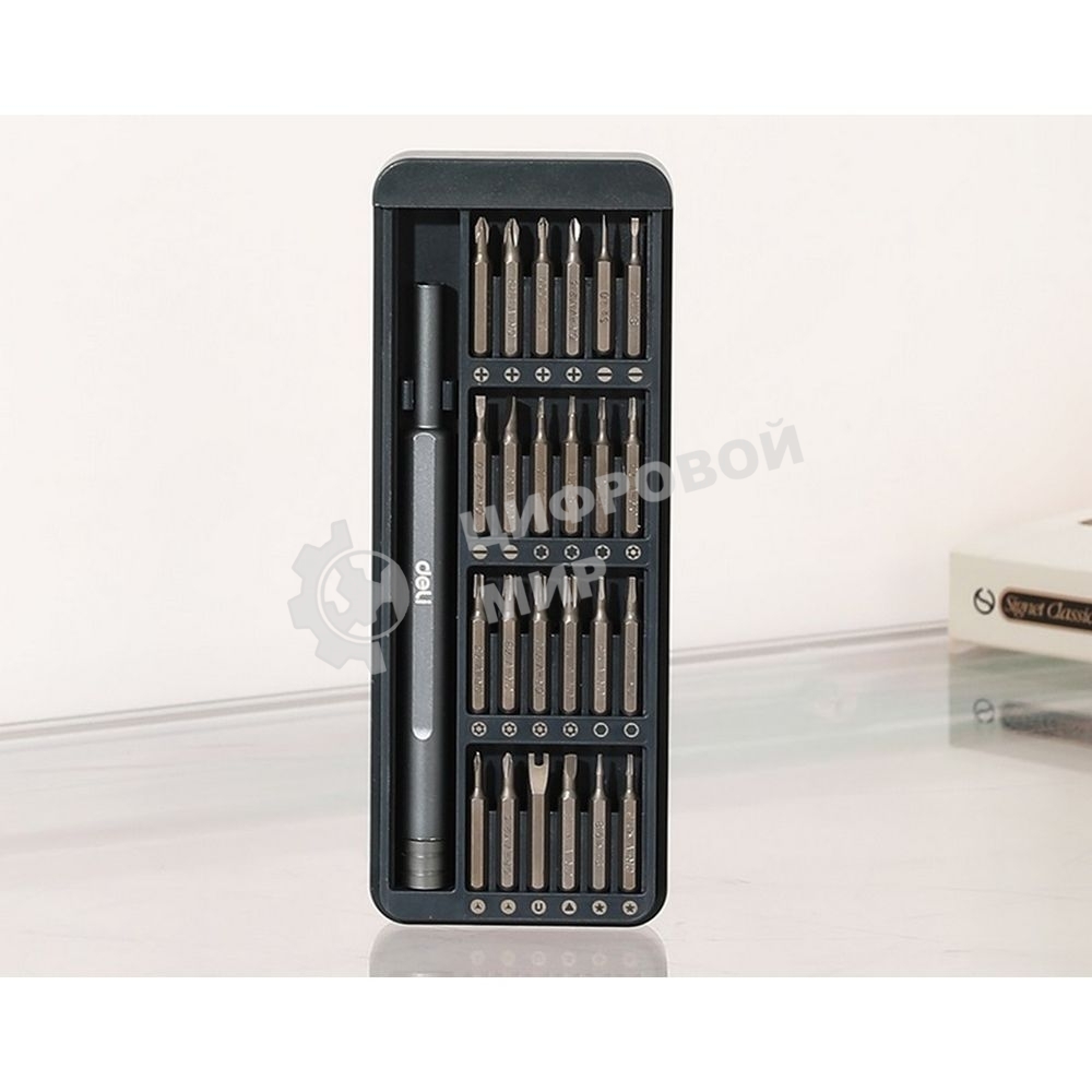 Набор прецизионных отверток Deli DL241025 (отвертка + 24 биты), сталь S2 + Cr-V