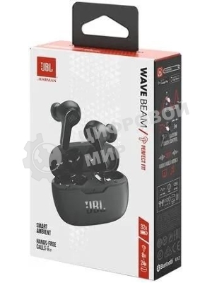 Наушники TWS JBL Wave Beam черный, внутриканальные, Bluetooth, быстрая зарядка, до 8 ч