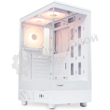 Компьютерный корпус HSPD F510, Panoramic Mid Tower, белый, TG, 0.5 SPCC, 3x120мм ARGB ATX, mATX, mITX 180/280/160мм 1x2.5