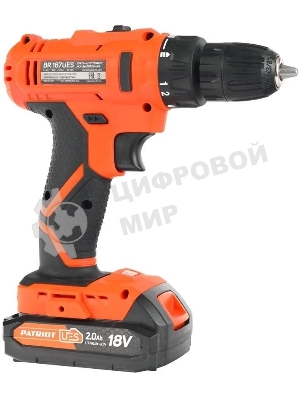 Дрель-шуруповерт Patriot BR 187UES, 18 В, 2 Ач, 25 Нм, щеточный