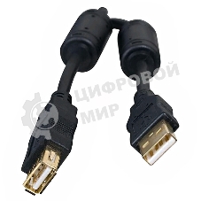 Кабель 5bites UC5011-030A USB2.0, AM/AF, зол.разъемы, ферр.кольца, 3м., черный