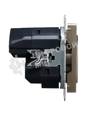 Розетка 1-местная IEK BRITE РЮш10-1-БрШ (BR-R14-16-U21-D21-K37) 16А, с USB A+A 2.1А, с заземлением, с защитными шторками, шампань