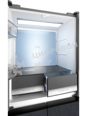 Холодильник Weissgauff WCD 450 Rock Glass NoFrost Inverter графит темный трехкамерный 287/163л морозилка снизу, No Frost, Side by Side