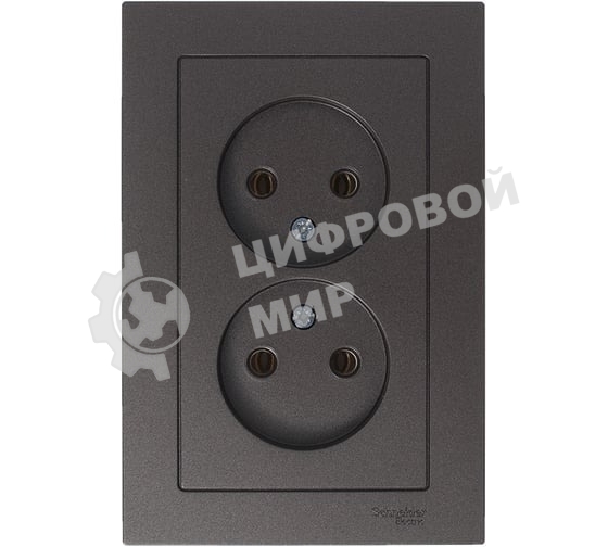 Розетка 2-м AtlasDesign без заземл. 16А в сборе мокко SchE ATN000620