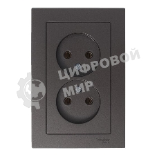 Розетка 2-м AtlasDesign без заземл. 16А в сборе мокко SchE ATN000620