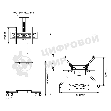 Мобильная стойка напольная Arm media PT-STAND-12 черный 1 шт/уп. для TV 32