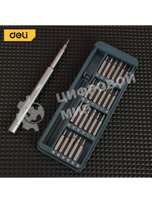 Набор прецизионных отверток Deli DL241025 (отвертка + 24 биты), сталь S2 + Cr-V