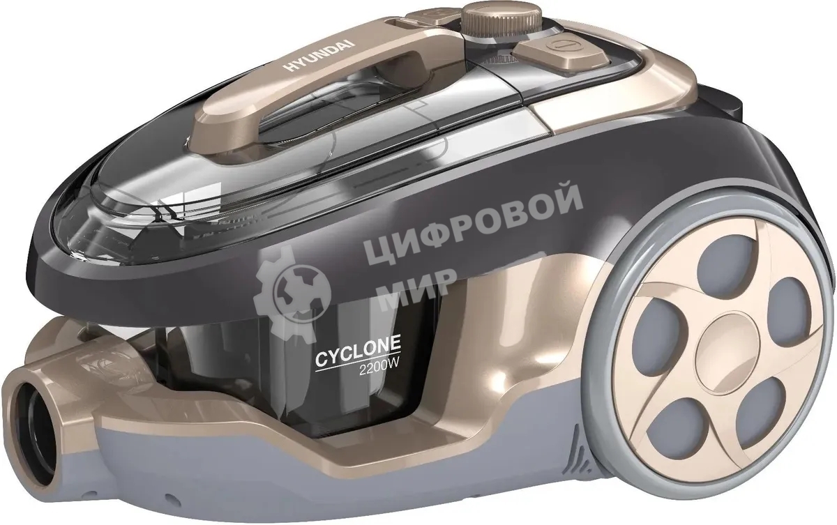 Пылесос Hyundai HYV-C3550 золотистый/темно-коричневый, 380/2220 Вт, уборка сухая, пылесборник контейнер 2,5 л
