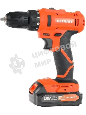 Дрель-шуруповерт Patriot BR 187UES, 18 В, 2 Ач, 25 Нм, щеточный