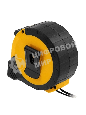 Рулетка Denzel 8м х 25мм, двухкомп. корпус, кнопка-пауза