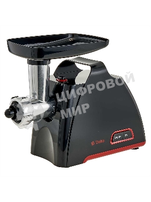 Мясорубка электрическая DELTA DL-6105M черный, 2000 Вт, 1.8 кг/мин, реверс, защита от перегрузки, насадки - 4