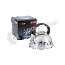 Чайник для плиты из нерж. стали MALLONY MAL-0417B с рисунком, меняющим (3,0 литра, со свистком, капсульное дно) (002103)