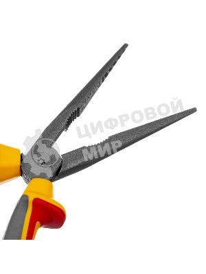 Длинногубцы прямые Denzel диэлектрические рукоятки до 1000 В, трехкомпонентные рукоятки, 205 мм