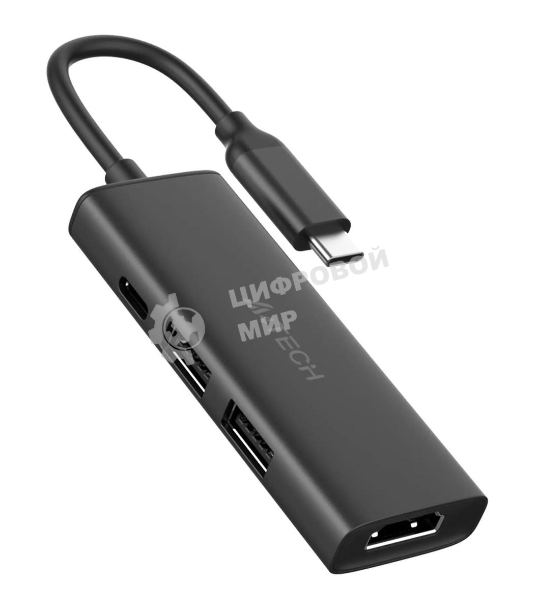 Разветвитель USB-C A4Tech DST-40C 2порт. серый