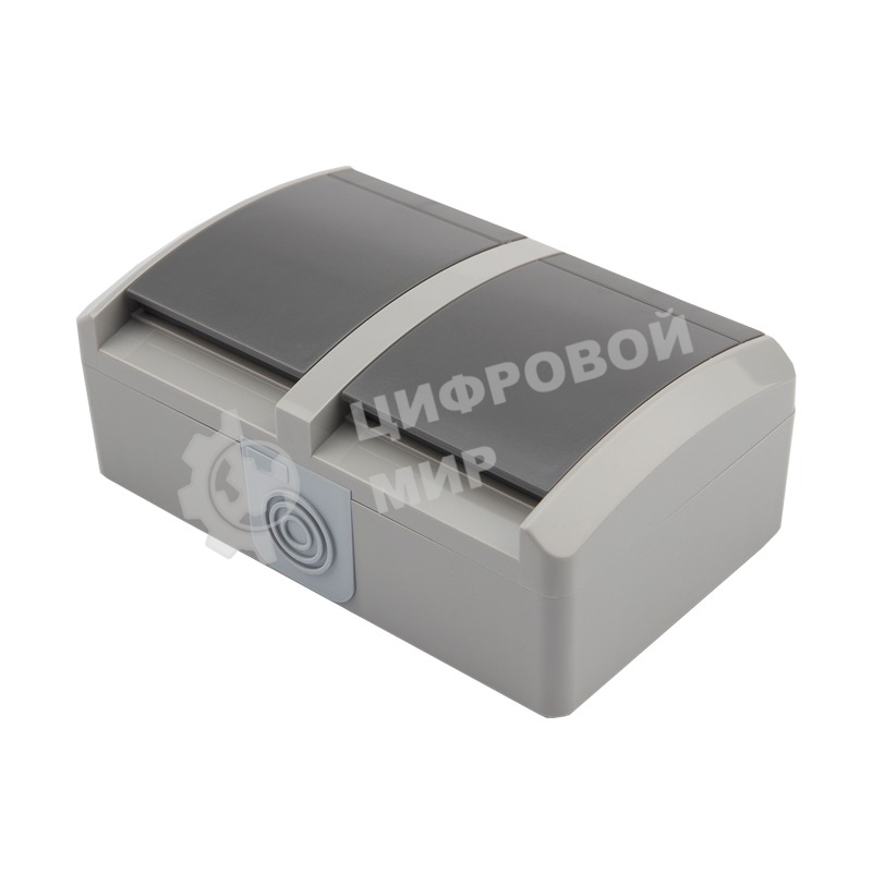 Блок из 2 розеток горизонтальный Kranz INDUSTRIAL открытой установки с заземлением, керамика, IP54 серый