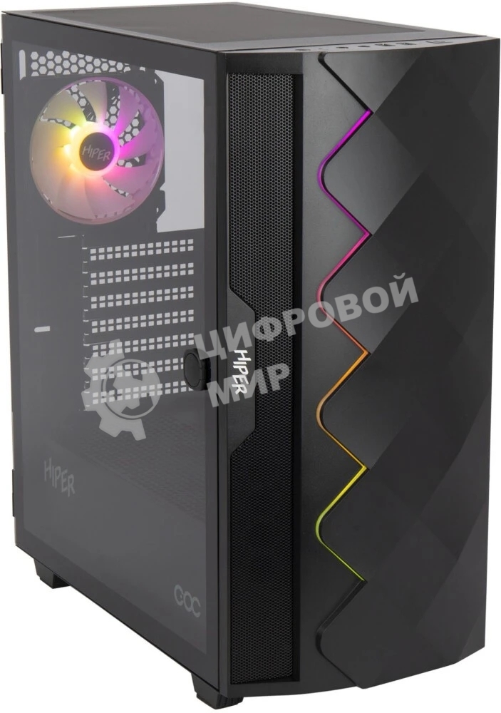 Компьютерный корпус Hiper DCB черный без БП ATX 1x120mm 1x140mm 1xUSB2.0 1xUSB3.0 audio bott PSU