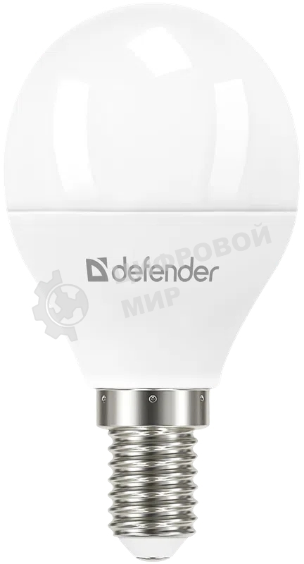 Лампа светодиодная Defender P45-10W-830-E14 шар, 3000 К, теплый белый, 1 шт.