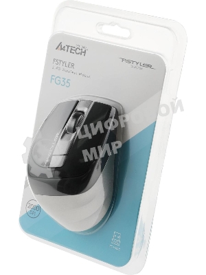 Мышь беспроводная A4Tech Fstyler FG35 серый/черный, 2000 dpi, радиоканал, USB, кнопки - 6