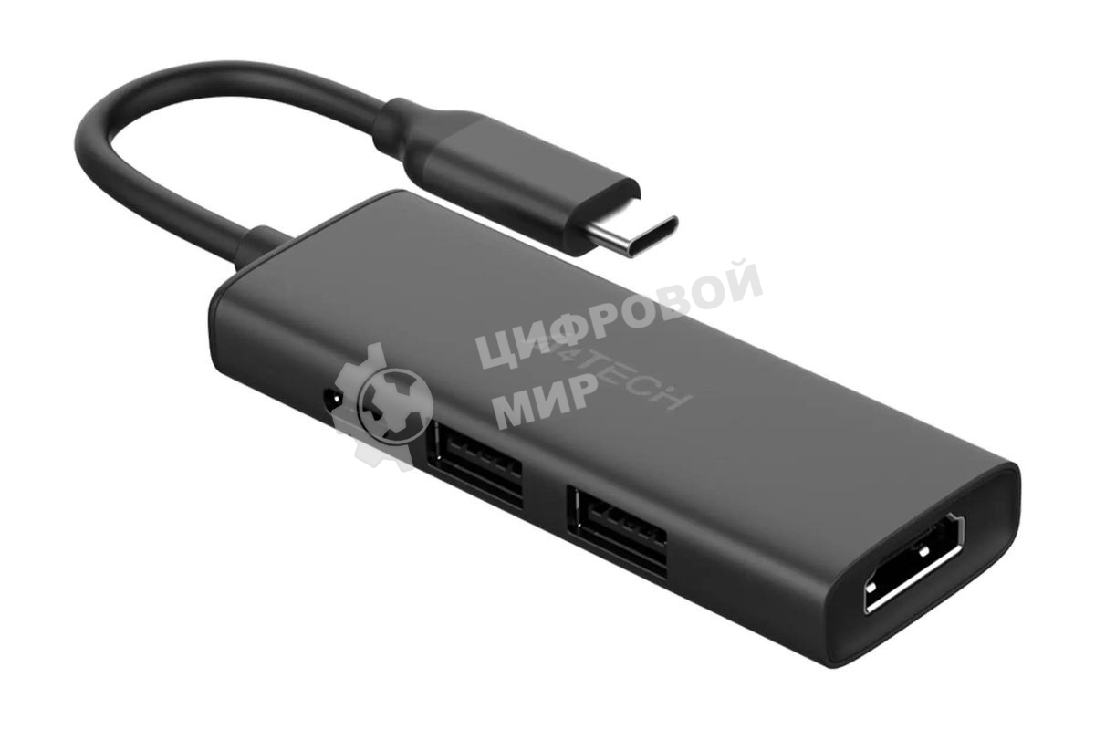 Разветвитель USB-C A4Tech DST-40C 2порт. серый