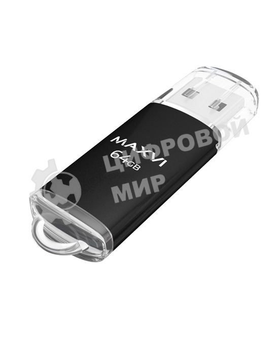 Флешка USB Maxvi MP black (FD64GBUSB20C10MP), 64Gb, USB 2.0, R/W 20/10, черный