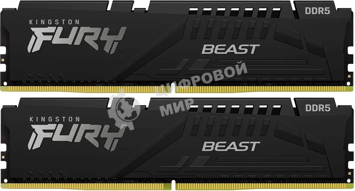Оперативная память Kingston Fury Beast, DDR5, 64GB (1x64GB), 5600 MHz, CL40, с радиатором, чёрный