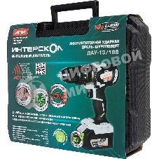 Дрель-шуруповерт ИНТЕРСКОЛ ДАУ-13/18В, 18 В, 4 Ач, 60 Нм, бесщеточный, ударный