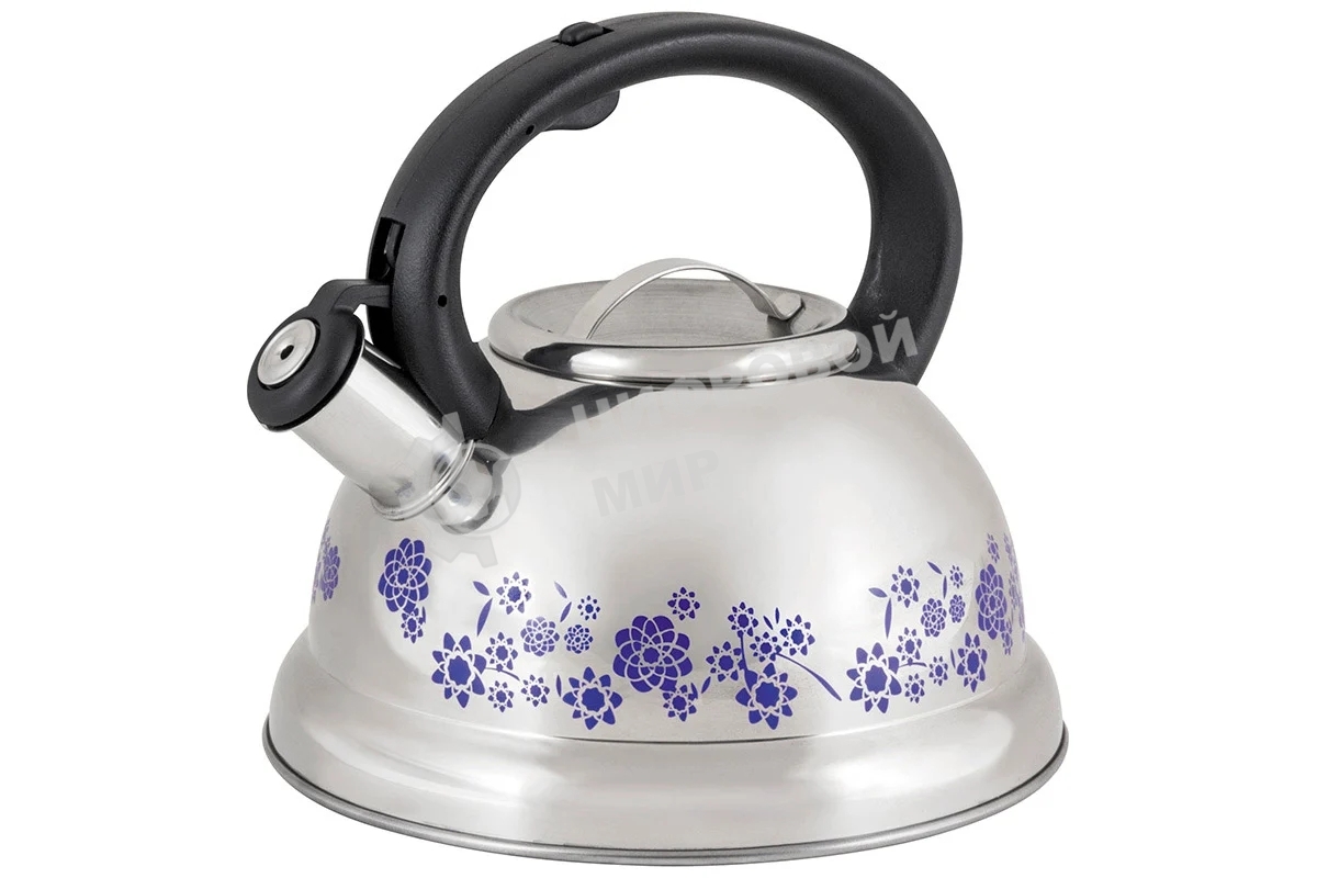 Чайник для плиты из нерж. стали MALLONY MAL-0417B с рисунком, меняющим (3,0 литра, со свистком, капсульное дно) (002103)