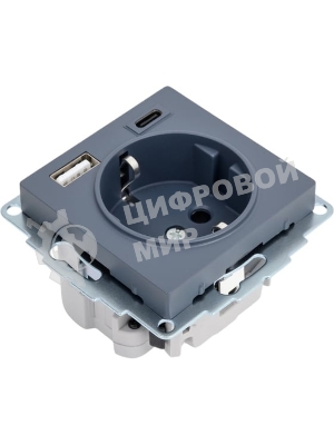 Розетка SE AtlasDesign 16А с USB A+C (5В/2,4А/3 А, 2х5В/1,5А), мех, грифель