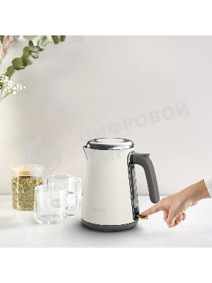 Электрочайник Tefal KI666AE0 молочный, 1.7 л, 2400 Вт, скрытый нагревательный элемент
