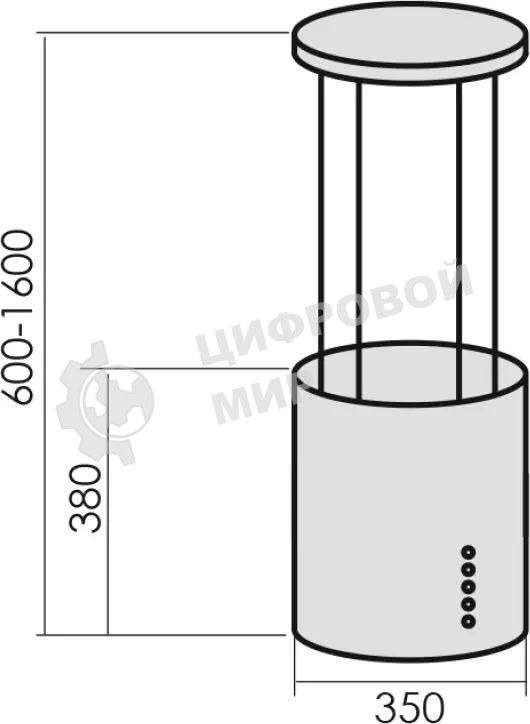Вытяжка каминная MBS Petunia 135 Island Inox нержавеющая сталь управление: кнопочное (1 мотор)