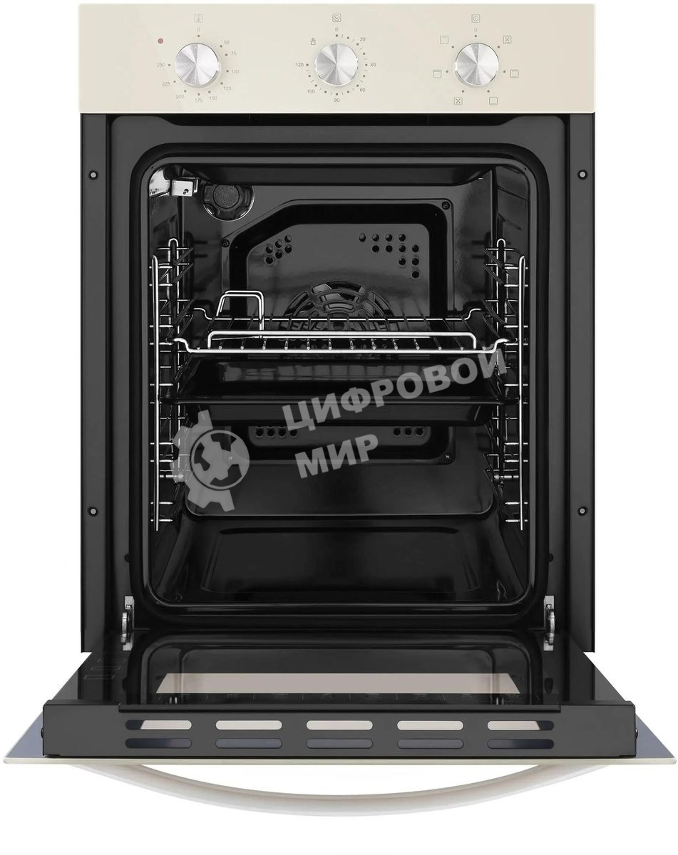 Шкаф духовой электрический Maunfeld EOEC516BG, встраиваемый, 51л, дверца с 2 стеклами, бежевый