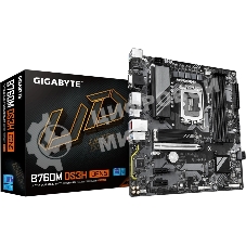 Материнская плата Gigabyte B760M DS3H GEN5, LGA 1700, Intel B760, 4xDDR5, 4xSATA, 2xM.2, 1xPCIe 5.0 x16, 2xPCIe 3.0 x1, 1xVGA, 1xHDMI, 2xDP, 1x2.5Gb LAN, 1xUSB-C 10Gbps, 3xUSB-A 5Gbps, 2xUSB-A 2.0, 1xPS/2, 3x3.5 мм, 7.1, mATX