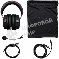 Гарнитура HyperX Cloud Alpha чёрный-красный, проводная, 2 x 3.5 мм, съёмный микрофон с шумоподавлением, регулятор громкости на кабеле