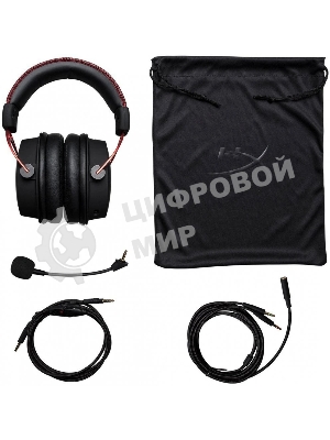 Гарнитура HyperX Cloud Alpha чёрный-красный, проводная, 2 x 3.5 мм, съёмный микрофон с шумоподавлением, регулятор громкости на кабеле