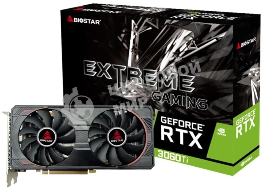 Видеокарта Biostar PCI-E RTX 3060Ti-LHR NVIDIA GeForce RTX 3060Ti 8Gb 256bit GDDR6 1410/14000 HDMIx1 DPx3 HDCP Ret