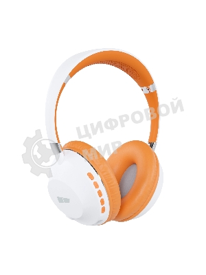Беспроводные наушники MORE CHOICE HW34S белый/оранжевый, накладные, Bluetooth, до 6 ч